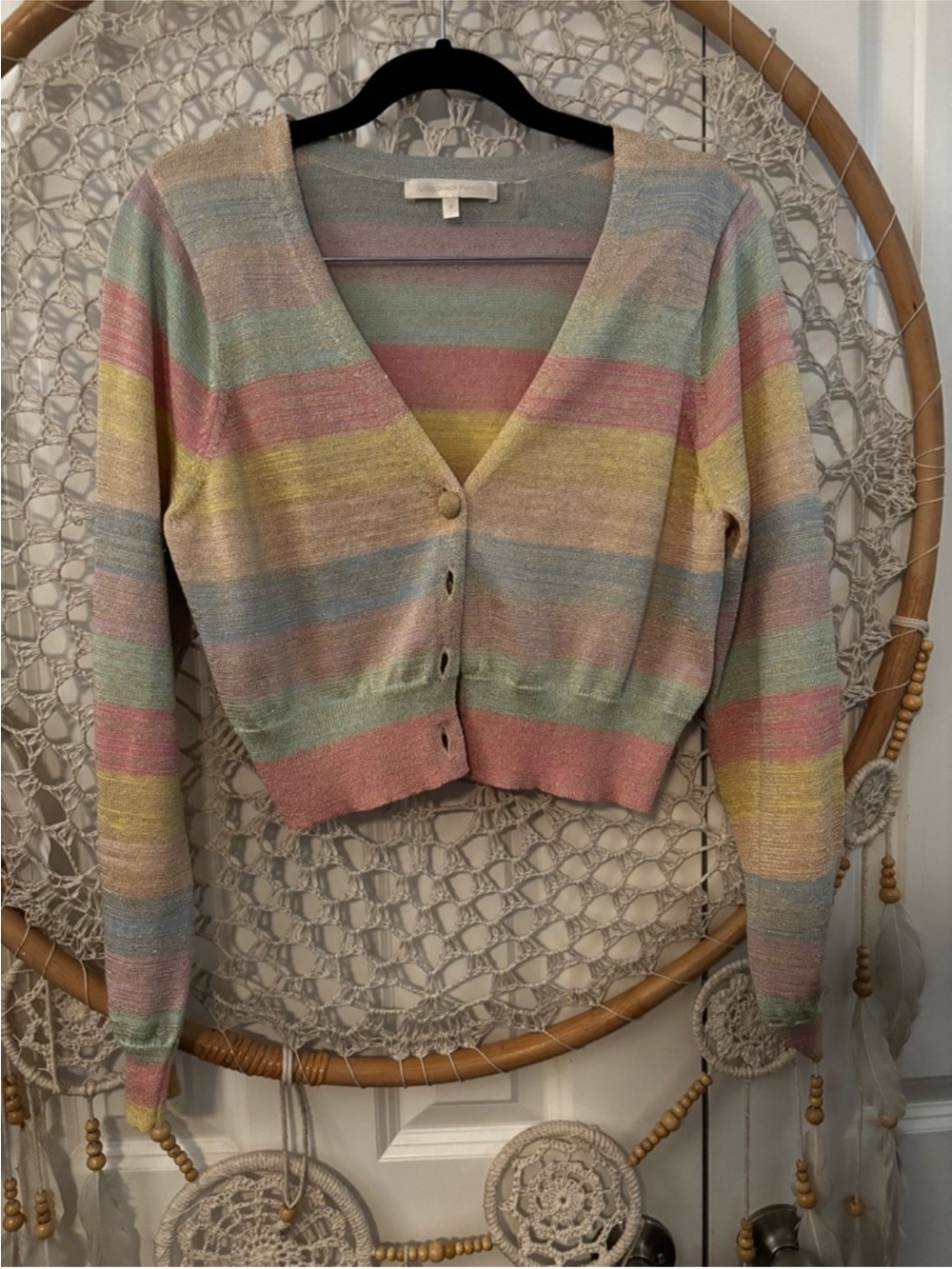 LoveShackFancy stripped cardigan size medium A00334